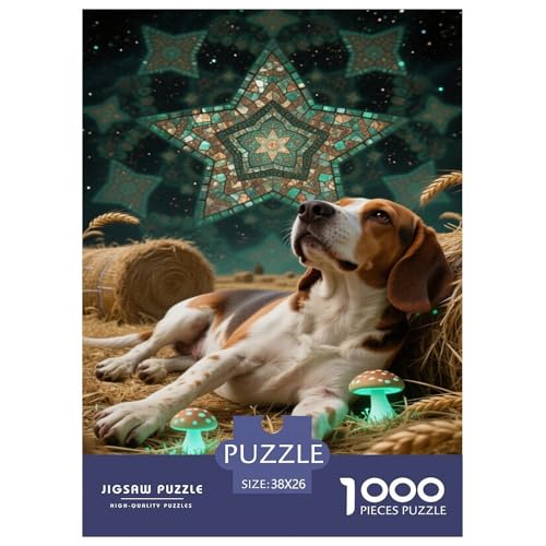 Artee con cane beagle Animale 1000 Pezzi Puzzle Per Adulti Jigsaw Regalo Per Amore E Amico Per Gioco Familiare Decorazione Interna Unica Gioco Education Stress Relief 38x26cm/1000pcs