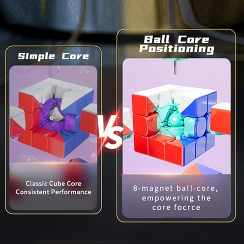 Image of Moyu RS3M V5 2023 Ball Core UV Coated 3x3 Speed Cube with Robot-Shape Display Box, 3x3 Puzzle Cube Stickerless RS3M V5 MagLev Master Cube (MagLev+Ball-Core Magic Clothes)