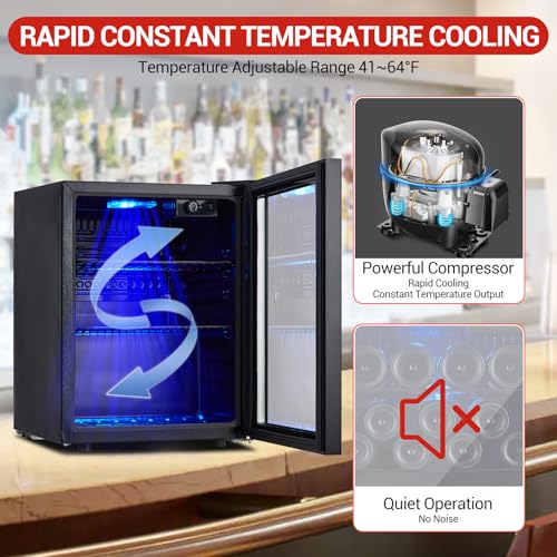 Image of 16 Bottle Wine Fridge, Small Wine Cooler Temperature Adjustment Range 40~61F, Mini Wine Refrigerator Freestanding for Home Kitchen Office Bar, Wine Cellar for Red, White and Champagne