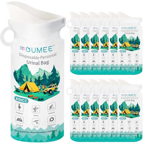 OUMEE 8/12/20/23/28 Pcs Emergency Disposable Urinal Bags 700 ML Camping Pee Bags Unisex Urine Bag Vomit Bag for Travel Traffic Jam Portable Toilet Bag for Men Women (12)
