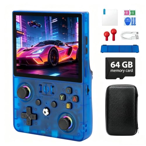 Image of 2026 NEW Upgrade R36MAX Ⅱ Retro Video Game Console - 4.5 Inch Ultra-Large Screen, Support 18000+Classic Games, 64G TF Card, Linux System, 4000mAh Battery, Birthday Gift for Adult (Blue)