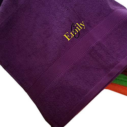 Tri Color Personalized Bath Towels Monogrammed Embroidered 35 x 65