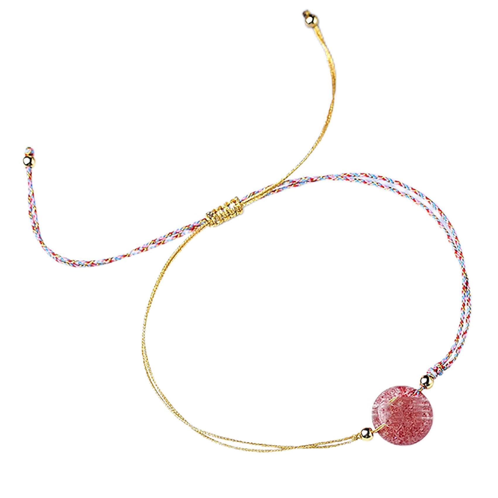 Bracelet Feng Shui en quartz fraise poli à la main boucle harmonie