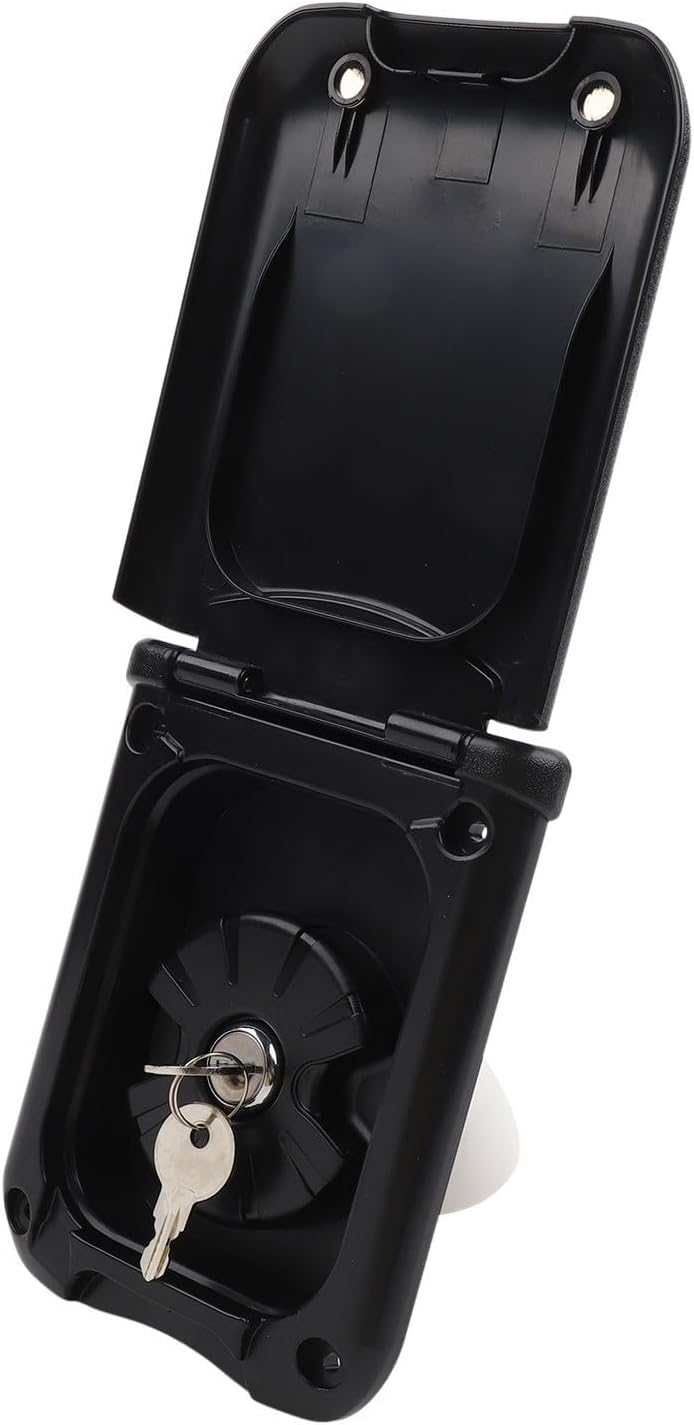 Gdfnmogo RV Fresh Water Inlet, Gravity Water Fill Hatch with Dual-Key Lock, ABS Construction, 32mm ID 38mm OD, for RVs and Campers(BLACK)