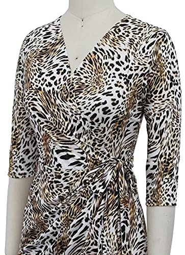 Image of Berydress Women's 3 /4 Sleeve V Neck Casual Party Work Faux Black Wrap Dress