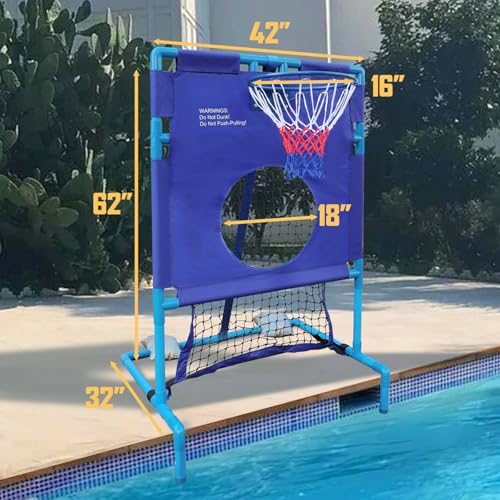 Megagreen 2-in-1 Pool Goal Set - Football & Basketball Fun for Everyone! - Thumbnail 4