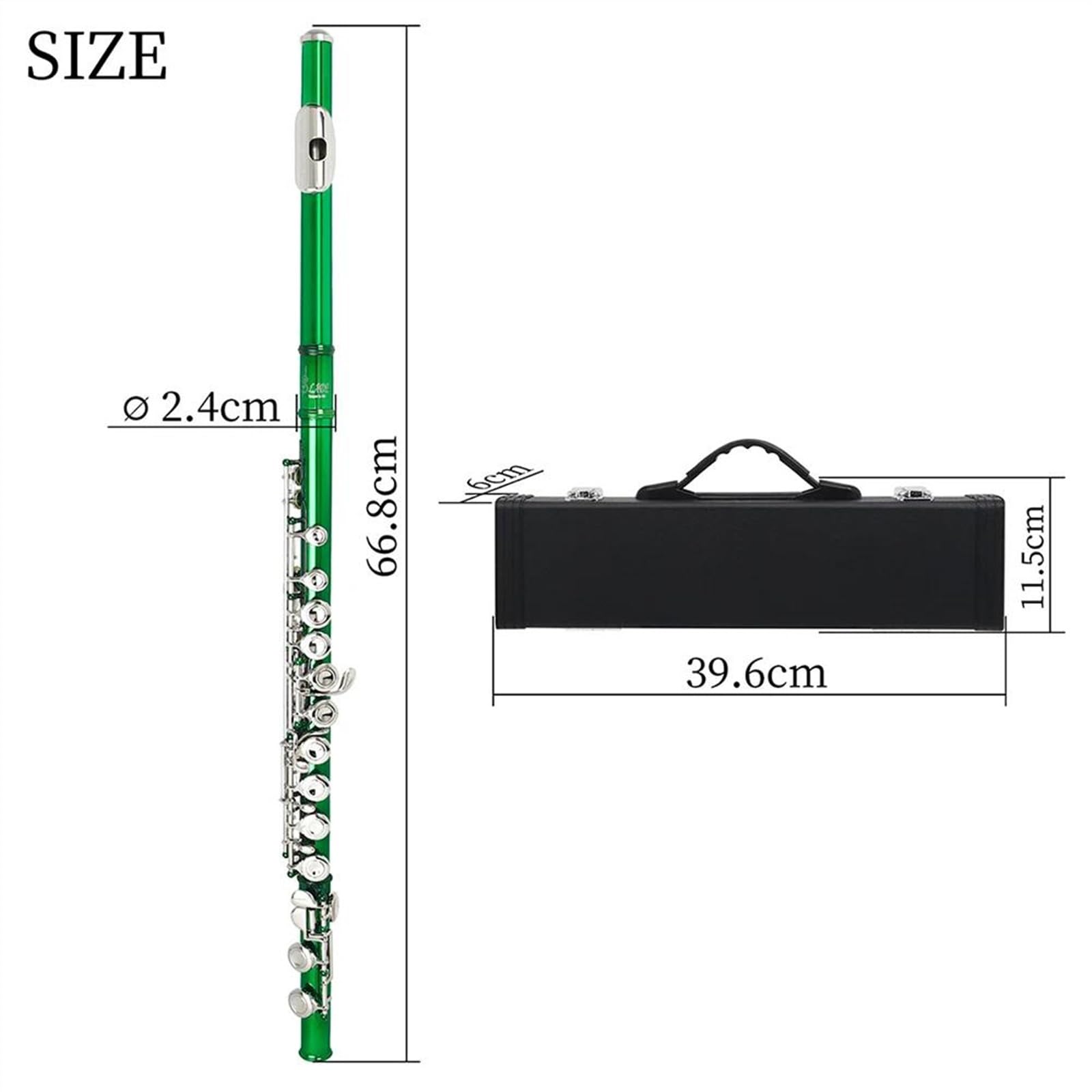 Flauta Verde De 16 Agujeros En Tono C Con Llave E Flauta De Cuproníquel De Concierto Con Bolsa Acolchada Y Accesorios Flauta Travesera Kit
