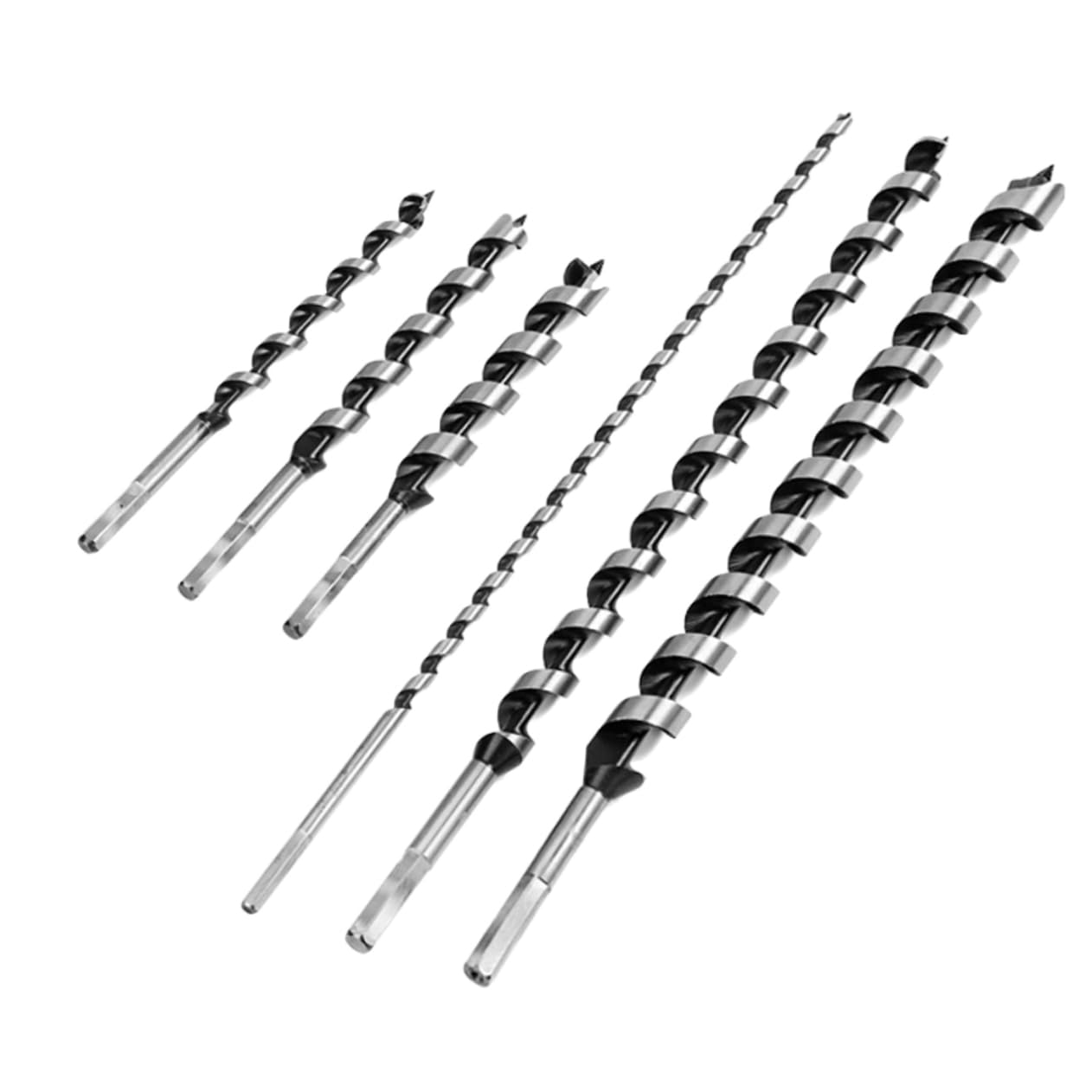 Mikikit 6Pcs Long Shank Auger Drill Bit for Woodworking Extra Long Spiral Hole Opener for Carpentry Furniture Deep Drilling
