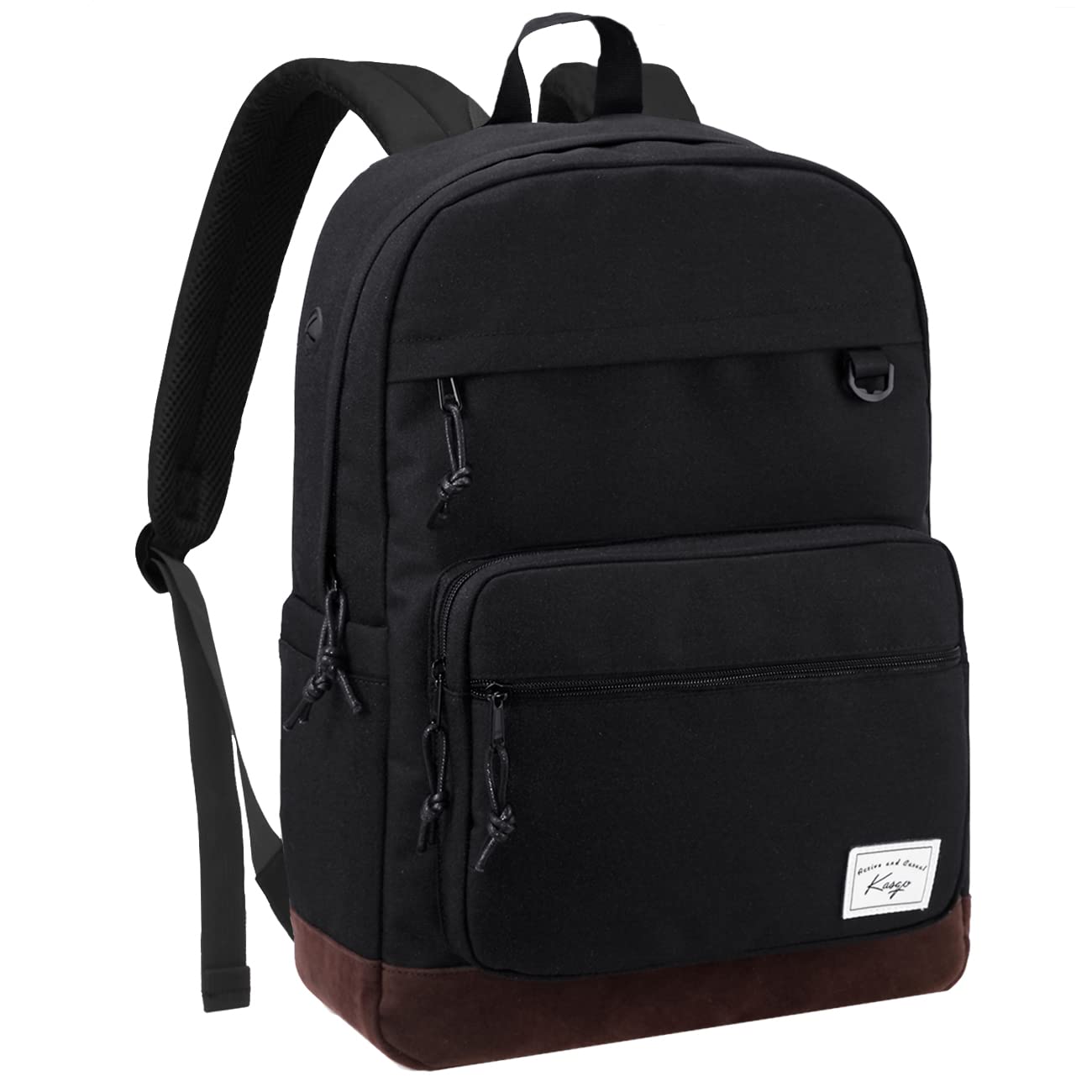 Kasqo Backpack for Men, Vintage School Backpack Bookbag for College Unisex Laptop Backpack Daypack for Work/Travel Black