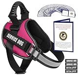 Service Dog Vest Harness + 50 ADA Information Cards + 4 Velcro Patches, Animire Reflective Emotional Support Dog Vest with Sturdy Handle for Small, Medium, Large Dogs