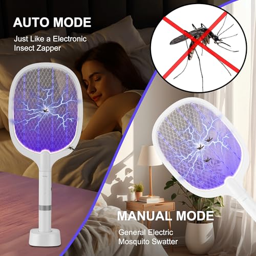 Image of Electric Fly Swatter Racket, 4000V Bug Zapper Racket Rechargeable 1 Pack