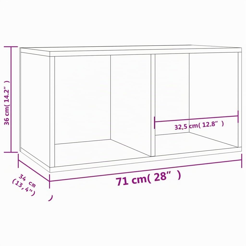 vidaXL Boîte de Rangement de vinyles Gris béton 71x34x36 cm