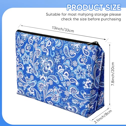 Bolsa para fichas Mahjong estándar con cremallera azul miniatura 2