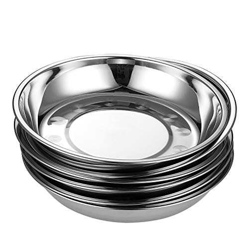 stainless steel camp plates - Aebeky 6-Piece Stainless Steel Round Plates,Camping Plates,9-Inch