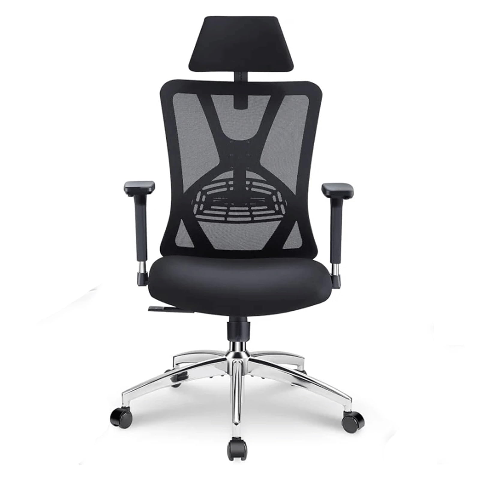 FMURY High Back Desk Chair with Adjustable Lumbar Support Headrest 3D Metal Armrest - 130 Rocking Mesh Computer