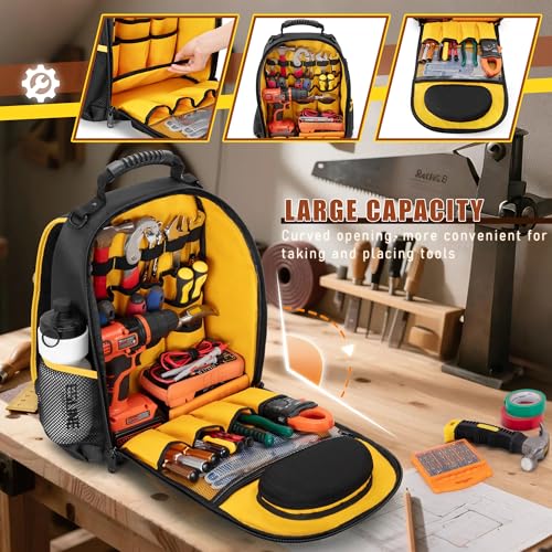 Image of Marscamd Tool Backpack with a Tool Pouch, Heavy Duty Tool Bag, Black