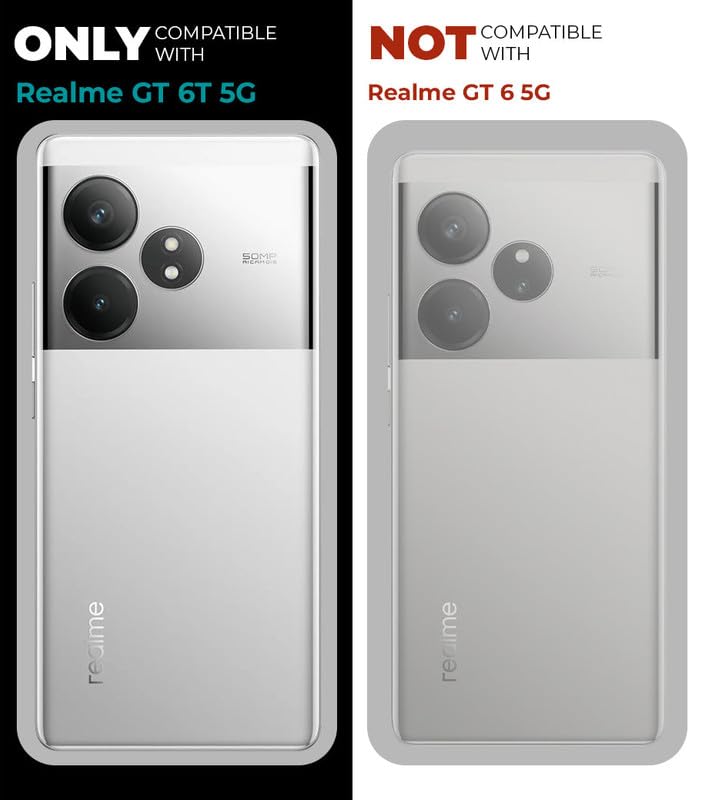 Image of Mr. Case Back Cover for Realme GT 6T 5G with Transparent Back & Kickstand | Clear Hard Back with Silicone Frame - Black