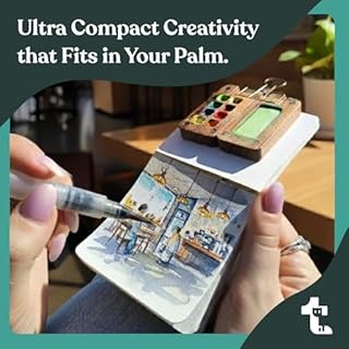 Original Tobios Mini Wooden Watercolor Paint Set – Compact Travel Art Kit with 12 Colors, Refillable Brush & Sketchbook – Unique Creative Gift for Birthdays, Holidays & Art Lovers