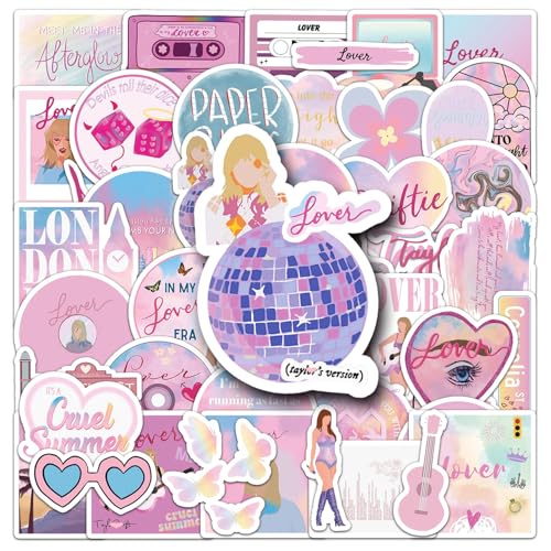 Onperpoe 50 Pcs Pink Lover Stickers Multi-Color Variety Pack Romantic Style PVC Material Suitable for Plastic Metal Wood Glass Wall Vehicle Cloth 50 Count