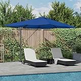 Tidyard Ampelschirm Roma Blau und Schwarz 352 x 251 x 265 cm, Gartenschirm Marktschirm Kurbelschirm für Garten Gastronomie Pool42003332