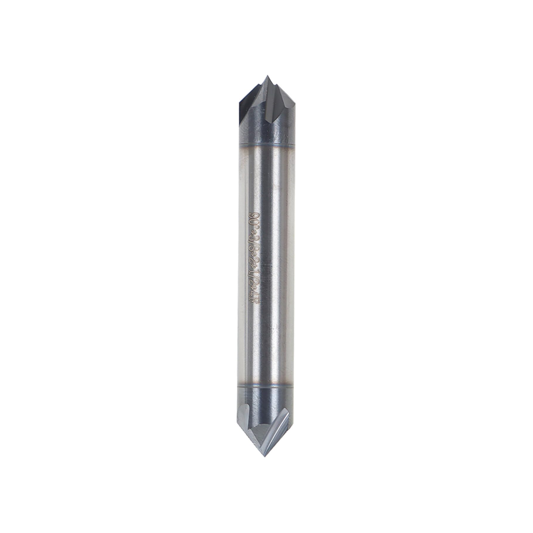 TJHSM 3/8inch High Performance Solid Carbide Double End Mill 4 Flute Chamfer Mill 90° Chamfer Angle