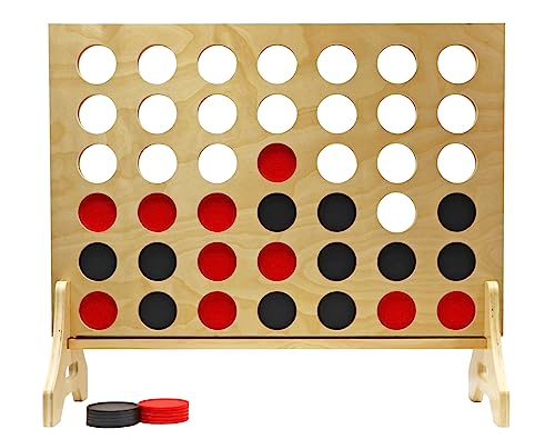 Tailgating Pros Premium Giant Four in a Row with Carrying Case - Jumbo Oversized Outdoor Yard Game - Connect Multiple Pucks in a Row to Win - Many Puck Colors Available!