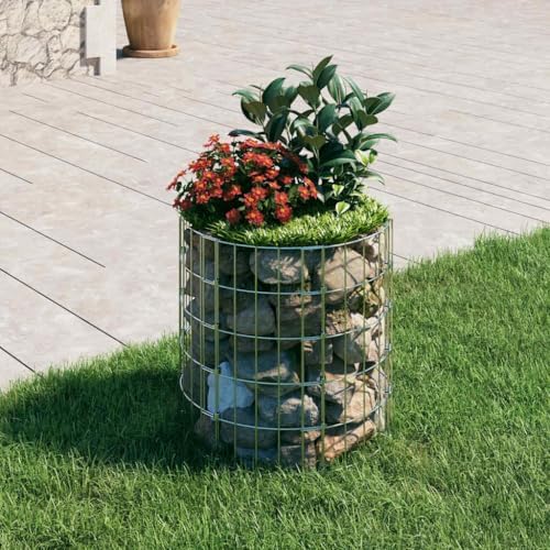 Circular Gabion Basket 50x50 cm Galvanised Steel Mesh Garden Bord...