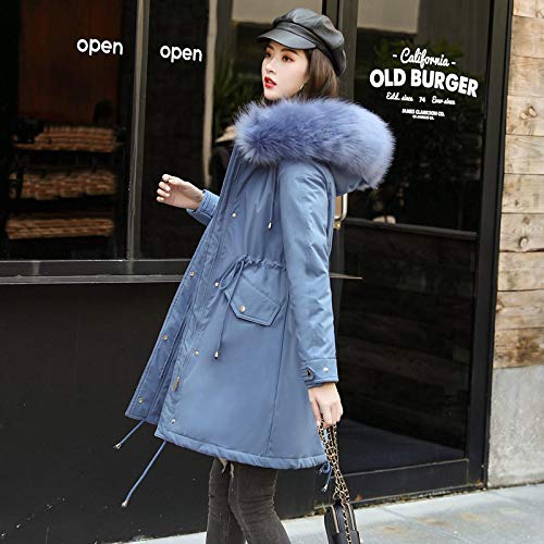Preisvergleich Produktbild Daunenjacke Hochwertige Fashion Damen Winterjacke Pelzfutter Warm Thicken Damen Winter Langmantel Parkas Damen Jacken XL Smokyblue
