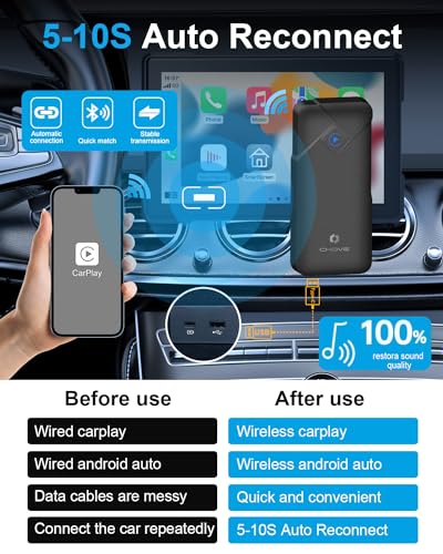 CHOVE 2-in-1 Wireless CarPlay & Android Auto Adapter, Upgrade Wired to Wireless, Compatible with iOS 10& Android - image 6