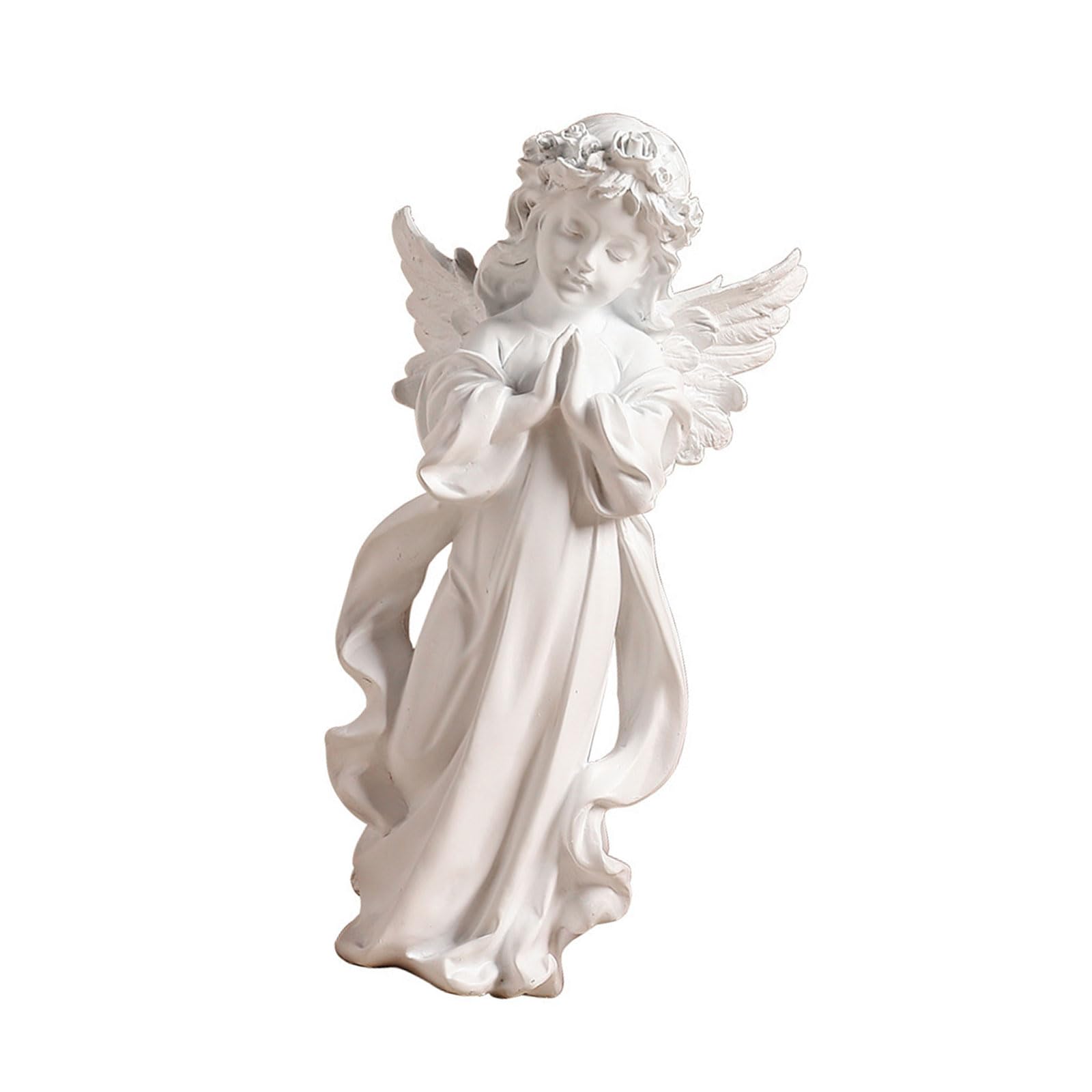 YWLUUOO Resins Figurine Praying Little Cherub Girl Sculpture Nordic Styles Tabletop Shelf Decors Collectible Religious Gift Resins Praying Cherub Girl Sculpture
