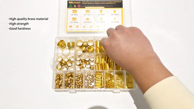Image of Siptenk 320PCS Brass Compression Sleeves Ferrules Inserts Fittings Kit