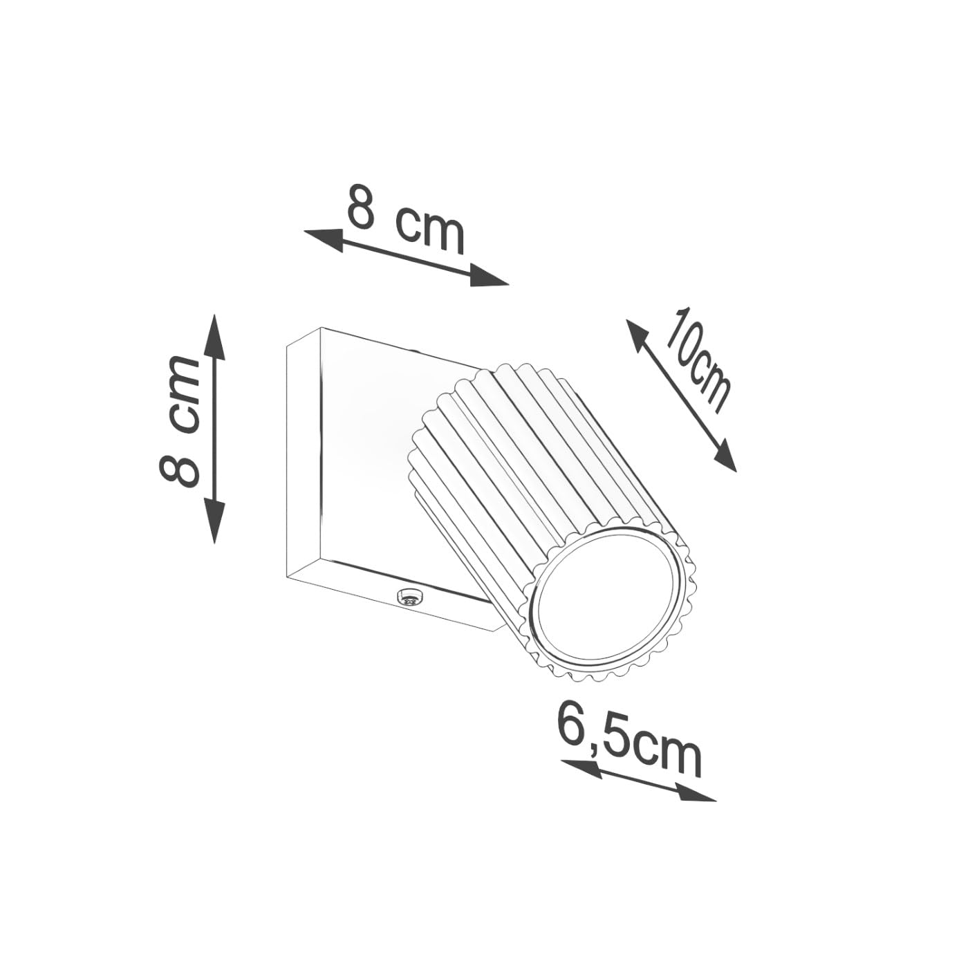 SOLLUX lighting Lampada Da Parete Applique Da Parete In Alluminio 1 Paralume 8 x 16 x 16 cm Karbon Bianco