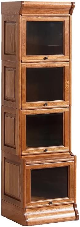 Crafters and WeaversArts and Crafts Wood Narrow Barrister Bookcase in Cherry