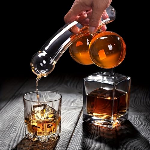 Funny Glass Decanter Set, Wine Decanter Set,Unique Whiskey Decanter,17oz Decanter for Liquor, Cocktails (400ML Deluxe Model)