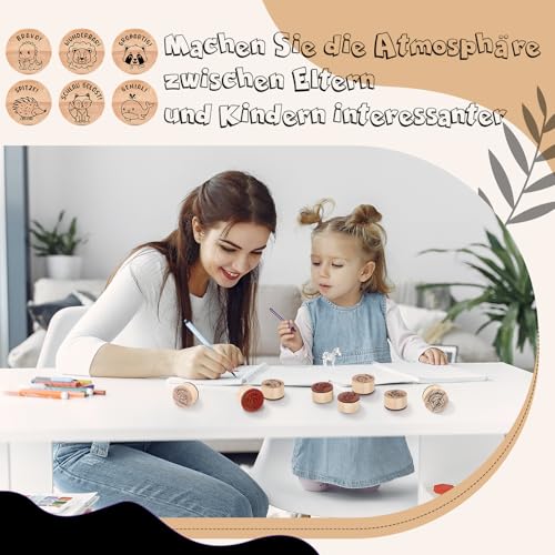 Faccito 15 Stück Holz Lehrer Stempel Tiere Motivstempel Set Belohnung Gummi Lob Stempel Geschenk Deko für Rückmeldung Erzieher Lehrer Lehrertag