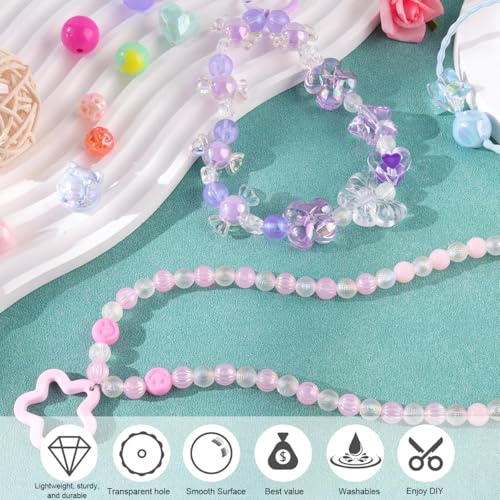 Image of SANNIDHI Charm Beads for Bracelet Making Kit with Charms,Assorted Spacer Beads Jewellery for Making,Color Bow Flower Butterfly Star Heart Cute Bead Women Girls DIY Phone Charm Crafts (1 Pack)