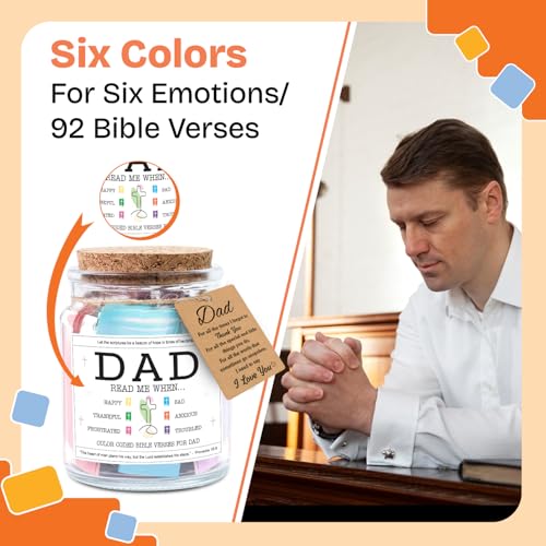 Image of NewEleven Fathers Day Gift For Dad From Daughter, Son - Bible Verse Jar For Father, Inspirational Scripture Jar With 92 Bible Verses, Decorative Christian Gift For New Dad
