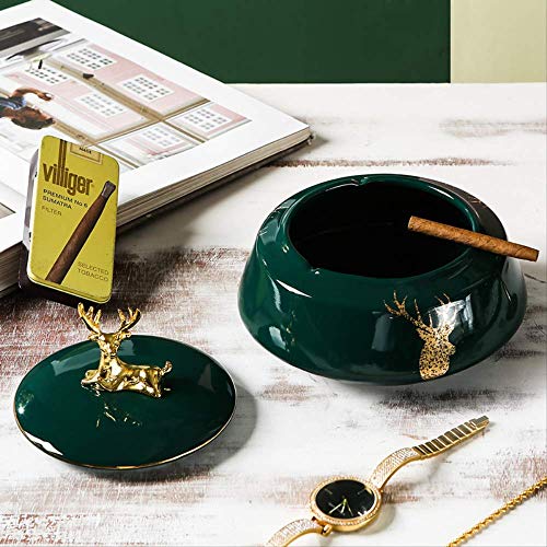 Cendrier avec couvercle céramique gris tendance anti-vent pour table basse