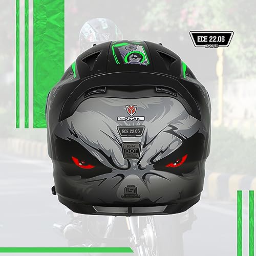 Image of Ignyte IGN-7 Bug ECE 22.06 /ISI /DOT Certified Full Face Graphic Helmet with Outer Anti-Fog Clear Visor and Inner Smoke Sun Shield