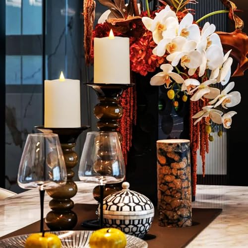 Image of 3x4 Flickering Flameless Candles Set of 2, 2AA Battery Life 600 Hours Battery Candles Flickering with Timer,4 inch Flameless Candles with Remote for Indoor /Outdoor, White
