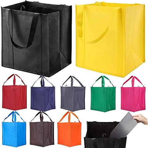 NERUB 10 Pack Reusable Reinforced Handle Grocery Bags Cover