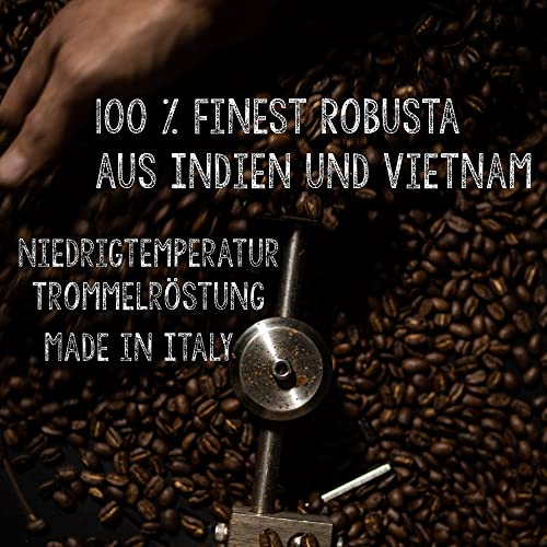 Darkest Power Coffee | Kaffeebohnen extra stark | Espresso 100% Robusta | viel Koffein wenig Säure | 1000g ganze Kaffee Bohnen | geeignet für Vollautomat | mit Zufriedenheitsgarantie