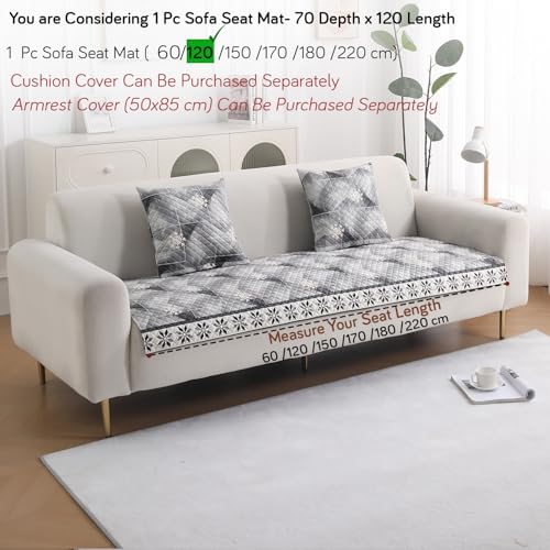 Image of HOKIPO 'LiefNest' Holland Velvet Sofa Cover Mat with Foam Filling for 1 /2 /3 Seater & L-Shape Sofa. Make Your Own Sofa Cover Set, Mat Size: 120(L) cm, Snowflakes Gradient Grey (IN-822-D9)