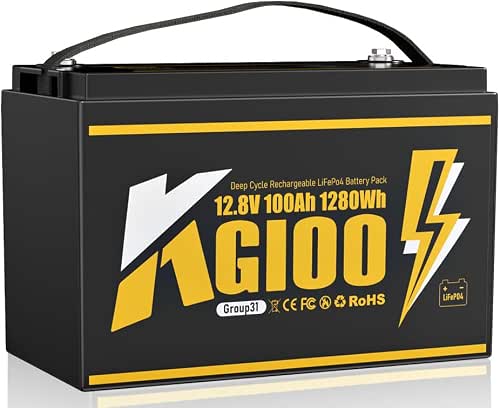 12V 100Ah LiFePO4 Battery,BCI Group 31 Lithium Battery with Built-in