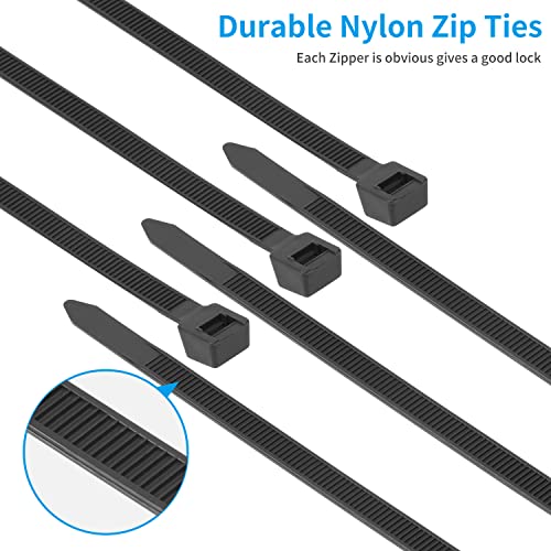 Armpow 18 Inch Black Zip Ties Heavy Duty 100 Pack, 200 Lbs Ultra Exclusive Strong Plastic Wire Ties, Large Cable Ties Extra Long Tie Wraps, Indoor And Outdoor Uv Resistant #TOP2