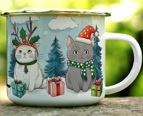 Vaso de camping festivo con gatos de Navidad 16 oz miniatura 2