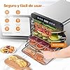 YASHE Deshidratador De Alimentos Con Pantalla LED, Temperatura Hasta 75℃ Y Temporizador De 48H, 9 Bandejas De Acero Inoxidable, 9 Tamices De Malla, 1 Bandeja Para Rollos De Fruta, 800W #4