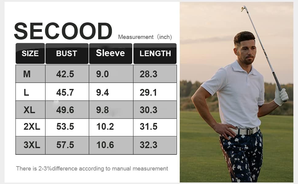 Miniatura 6 de Mens Polo Shirts Moisture Wicking Short Sleeve Casual Tennis Golf Shirt