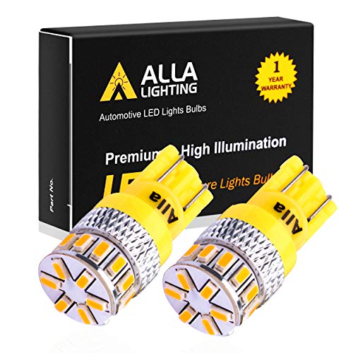 Alla Lighting T10 Wedge Amber Yellow 194NA 194 168 2825 175 W5W W10W LED Bulbs Super Bright High Power 3014 18-SMD Side Marker Lights/Interior Lights Lamp Replacement
