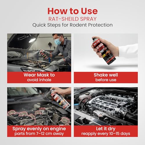 Image of Home-Secure Rat-Shield Rat Repellent Spray for Cars 250ml | Chemical Free, Non-Toxic | Highly Effective, Long Lasting Protection | Protect Car & Bike Engine | Aerosol Rat Repellent Spray